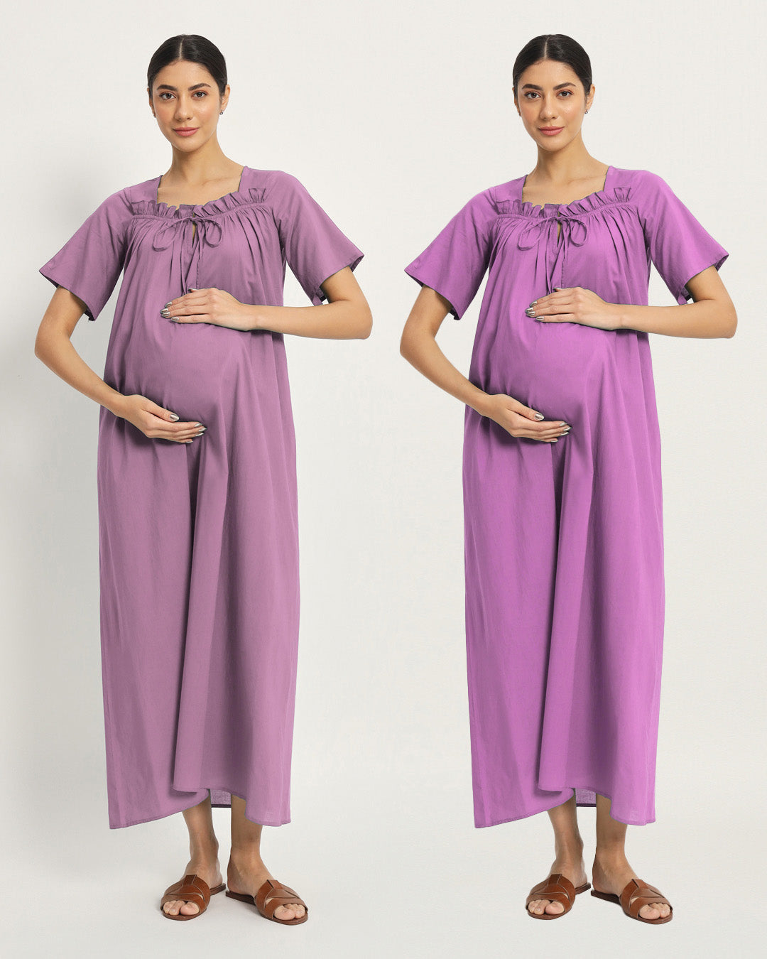 Combo: Iris Pink & Wisteria Purple Nurture N' Shine Maternity & Nursing Dress