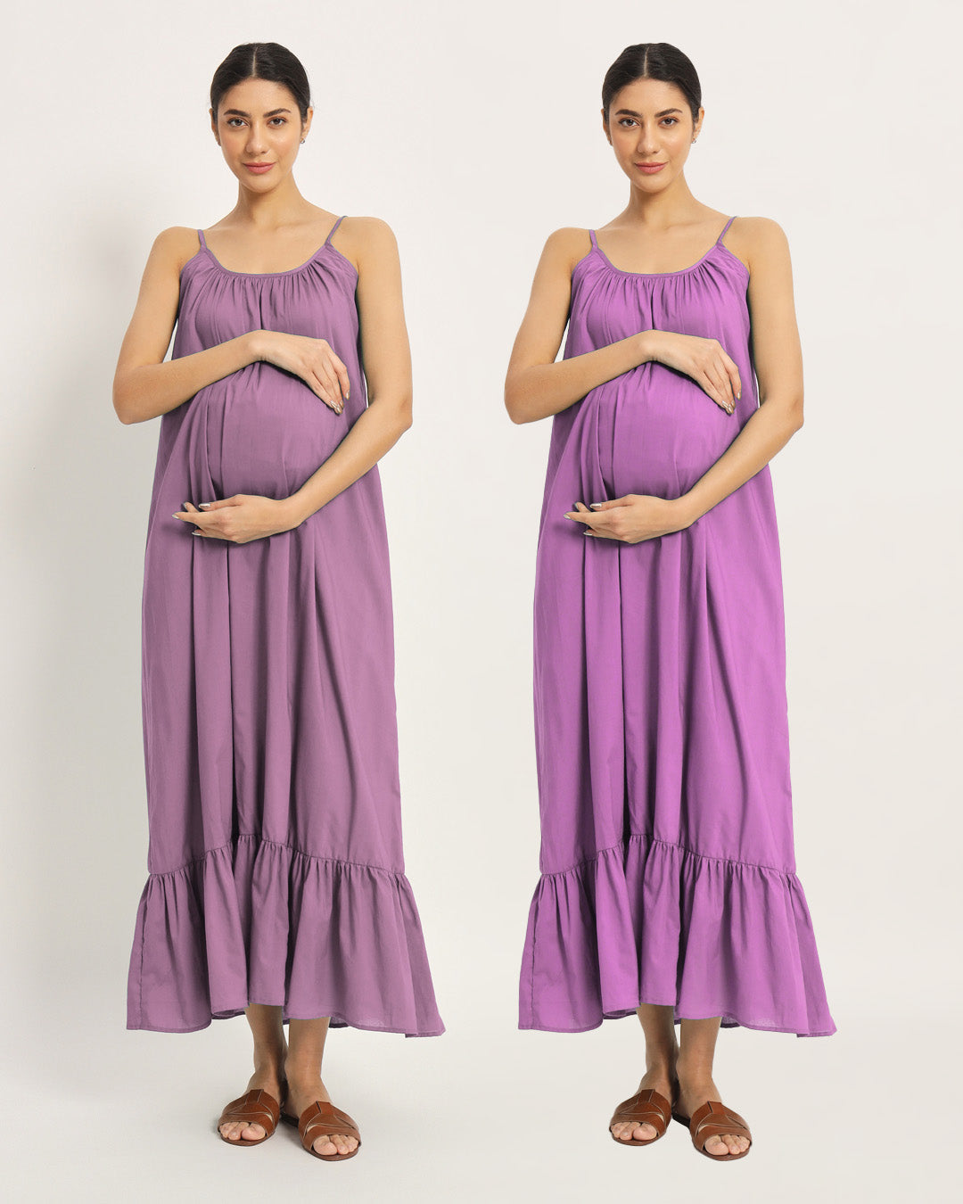 Combo: Iris Pink & Wisteria Belly Laugh Maternity & Nursing Dress - Set of 2