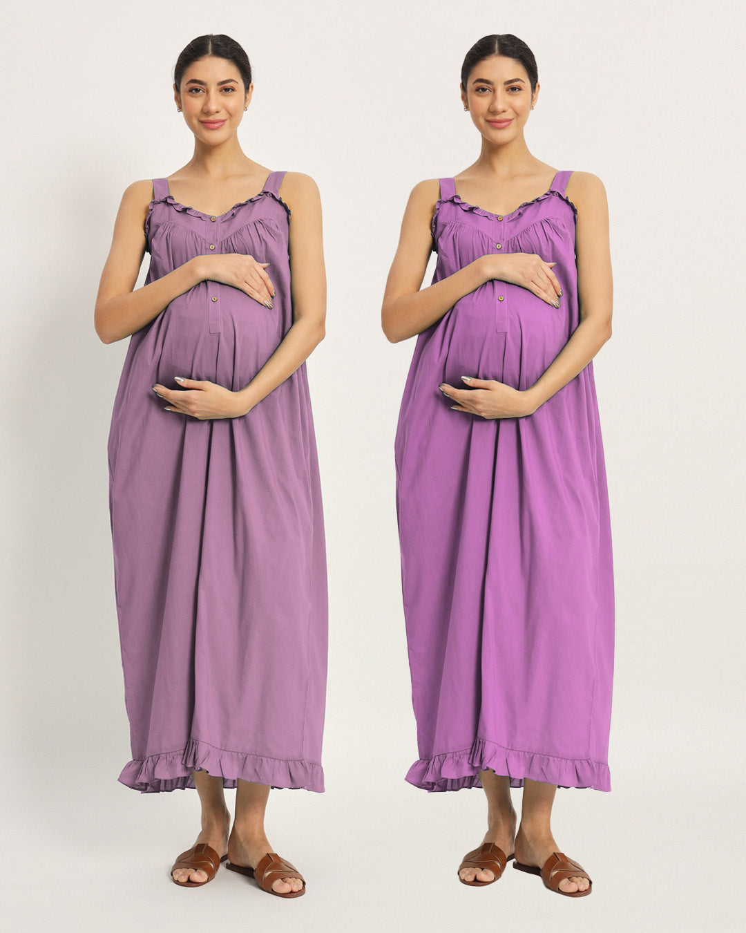 Combo: Iris Pink & Wisteria Purple Preggo Pretty Maternity & Nursing Dress