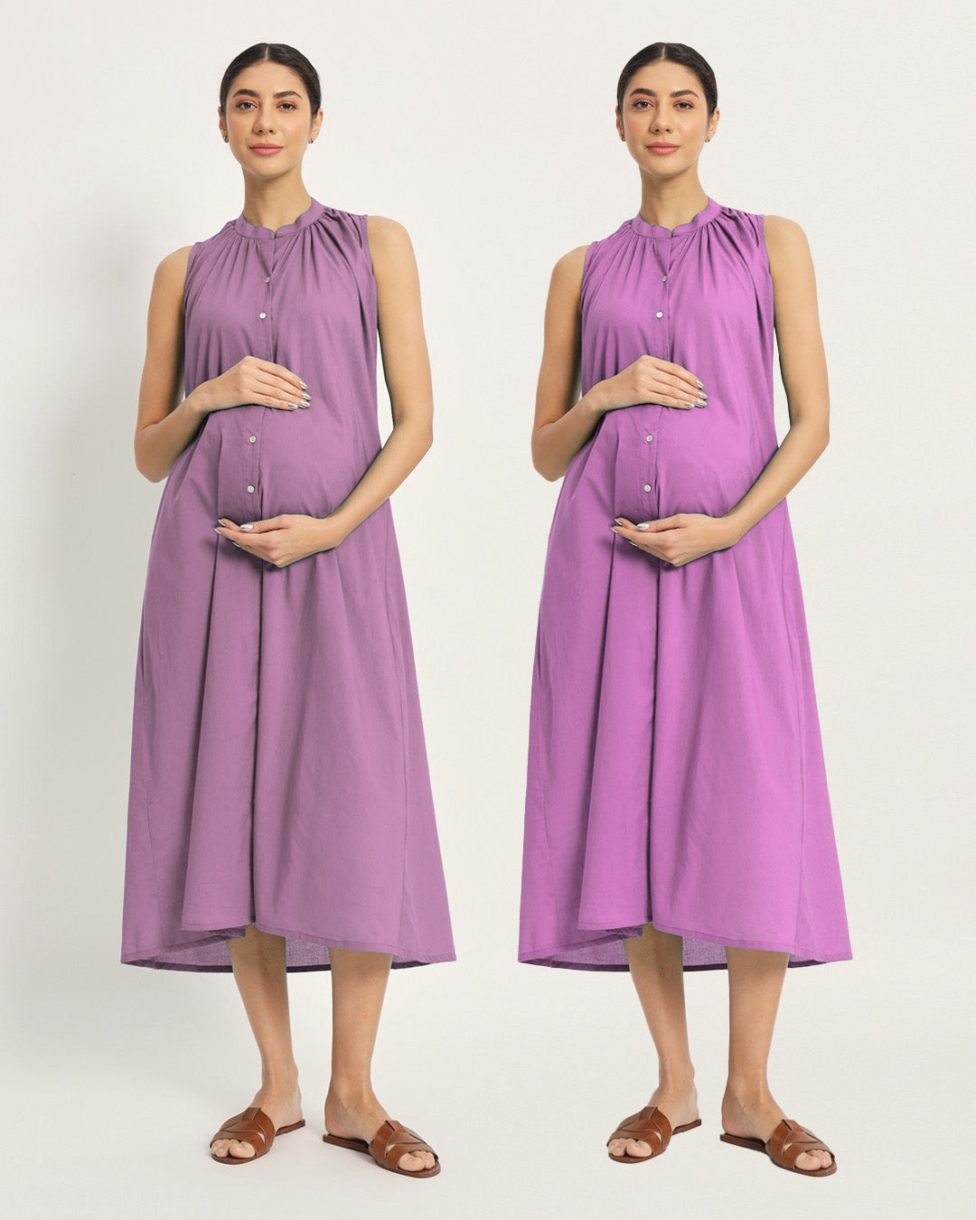 Combo: Iris Pink & Wisteria Purple Mommy Must-Haves Maternity & Nursing Dress