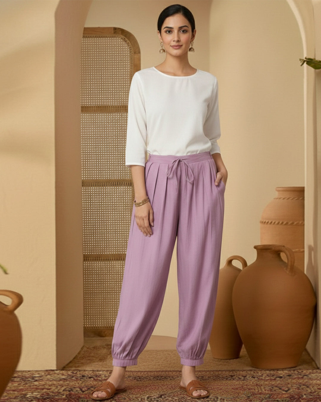 Iris Pink Pleated Salwar