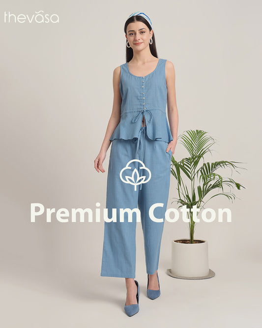 Blue Dawn Peplum Paradise Solid Co-ord Set