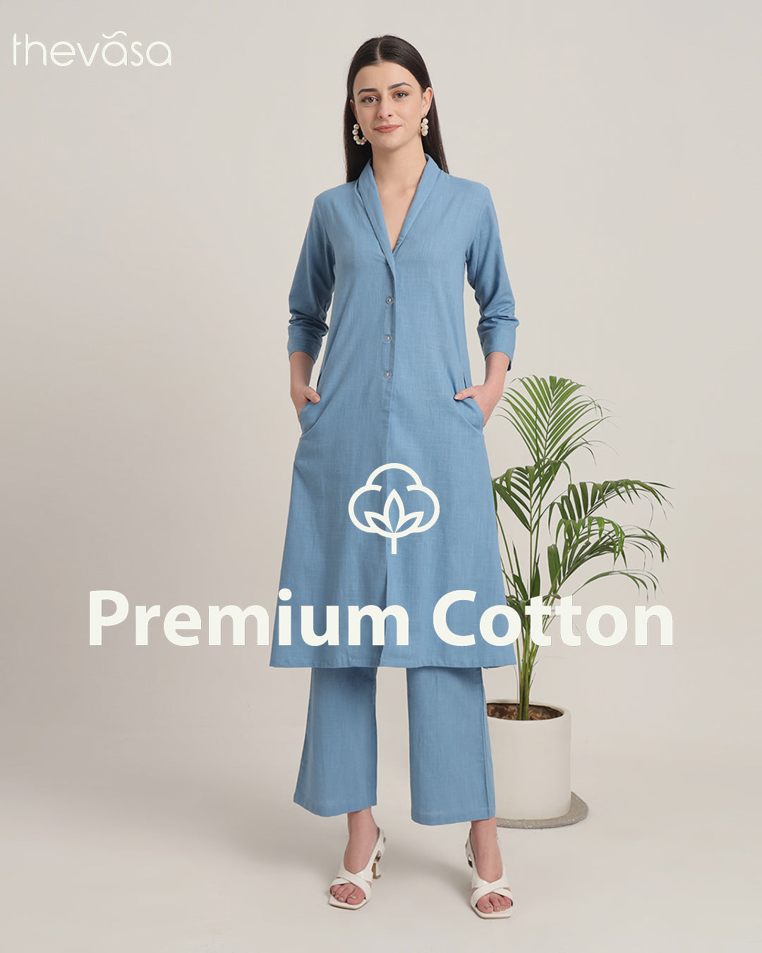 Blue Dawn Boho Harmony Flared Solid Co-ord Set