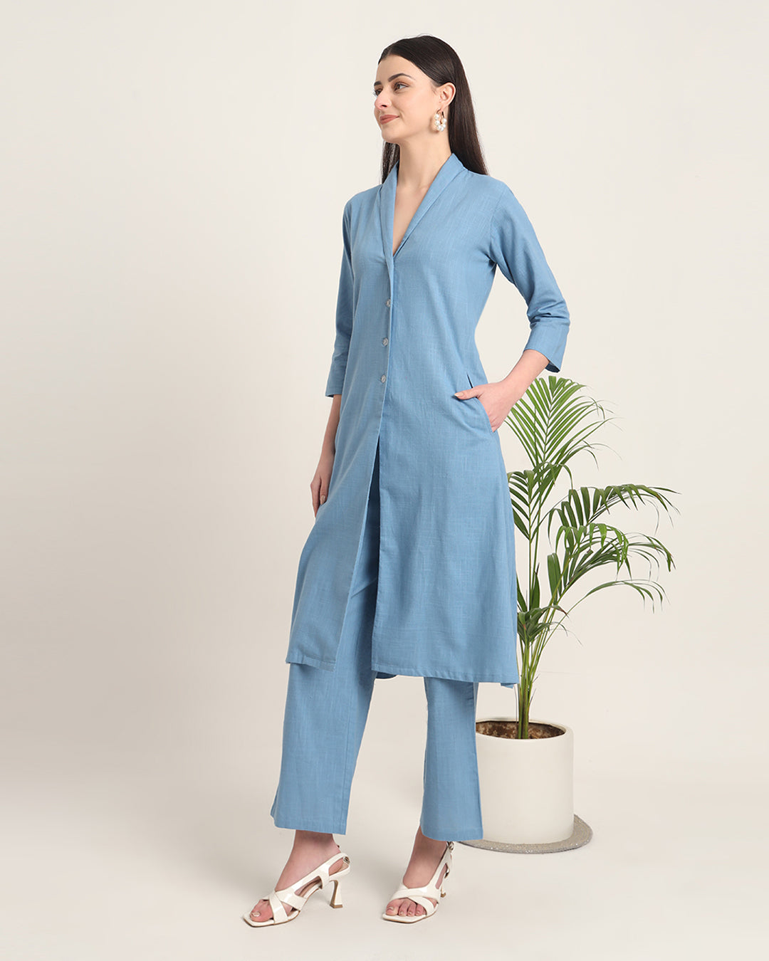 Blue Dawn Boho Harmony Flared Solid Co-ord Set