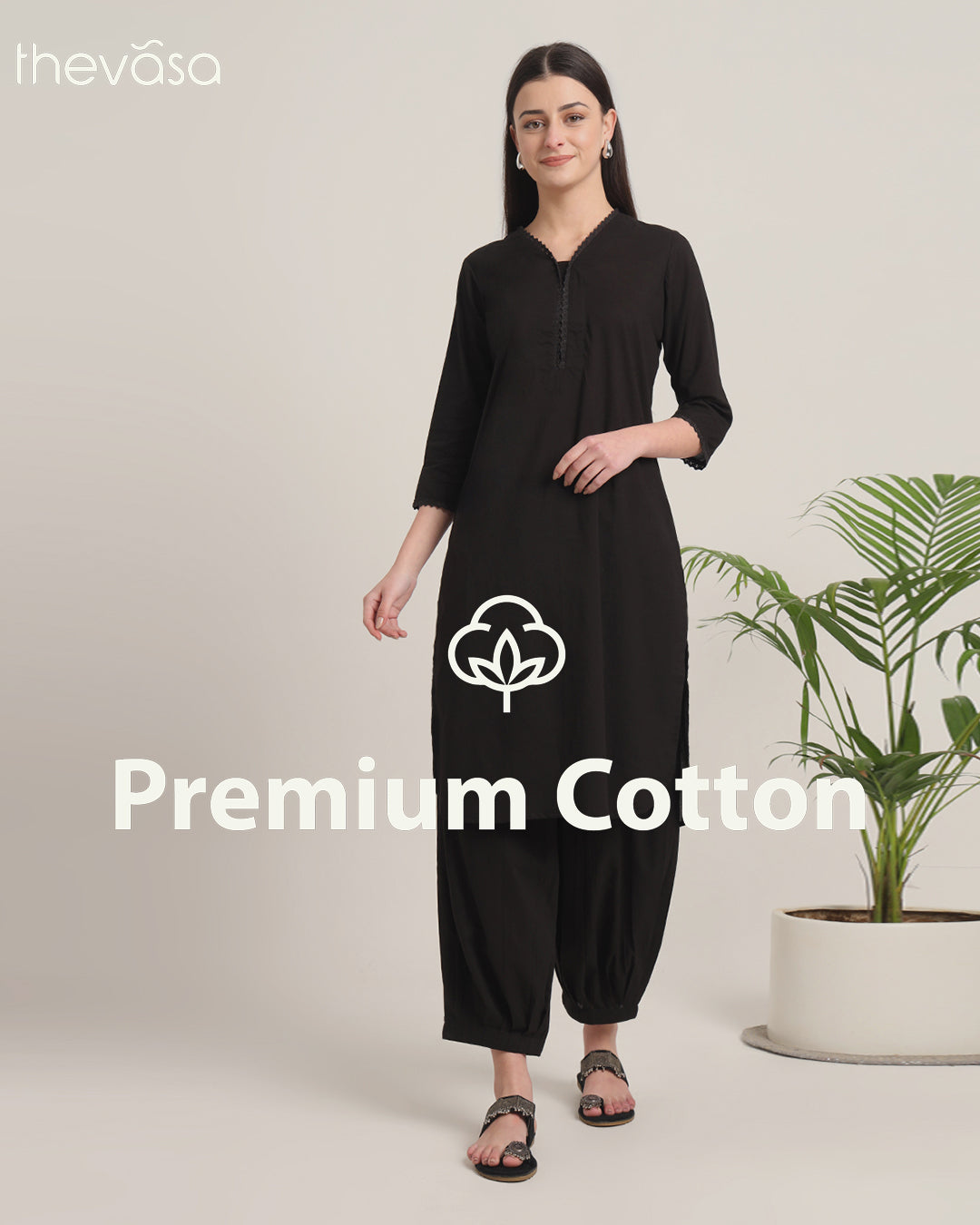 Classic Black Lace Affair Solid Kurta (Without Bottoms)