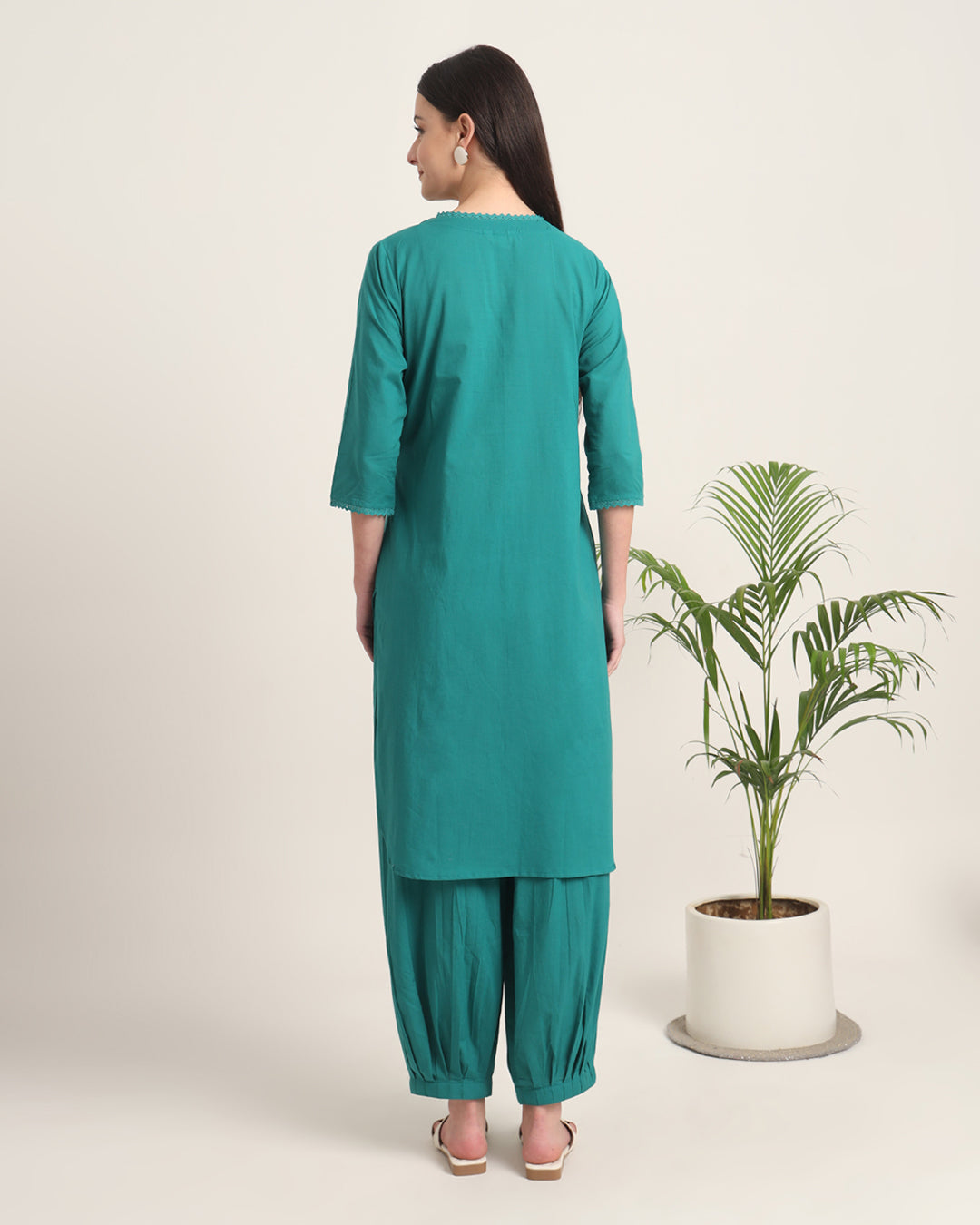 Green Gleam Lace Affair Solid Kurta (Without Bottoms)