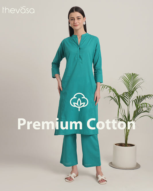 Green Gleam Everyday Bliss Notch Neck Solid Co-ord Set