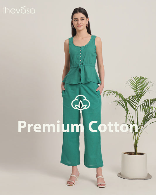 Green Gleam Peplum Paradise Solid Co-ord Set