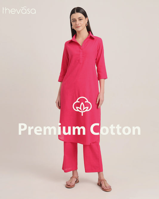 Queen's Gulabi Collar Comfort Solid Co-ord Set