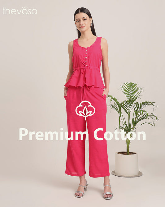 Queen's Gulabi Peplum Paradise Solid Co-ord Set