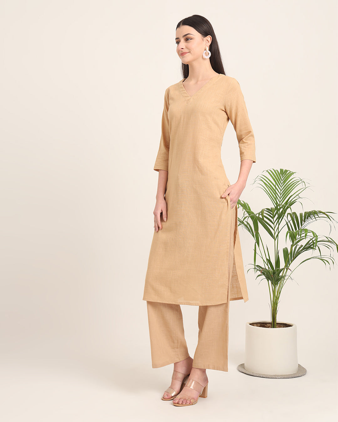 Beige Verve & Versatility Solid Co-ord Set