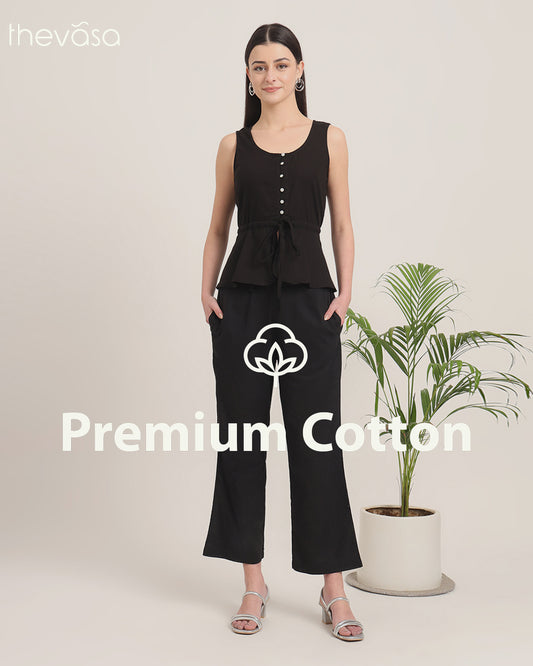 Black Peplum Paradise Solid Co-ord Set