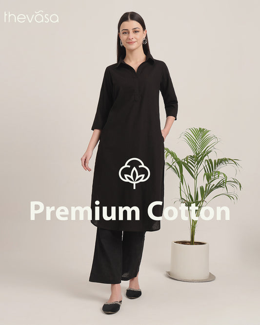 Black Collar Comfort Solid Co-ord Set