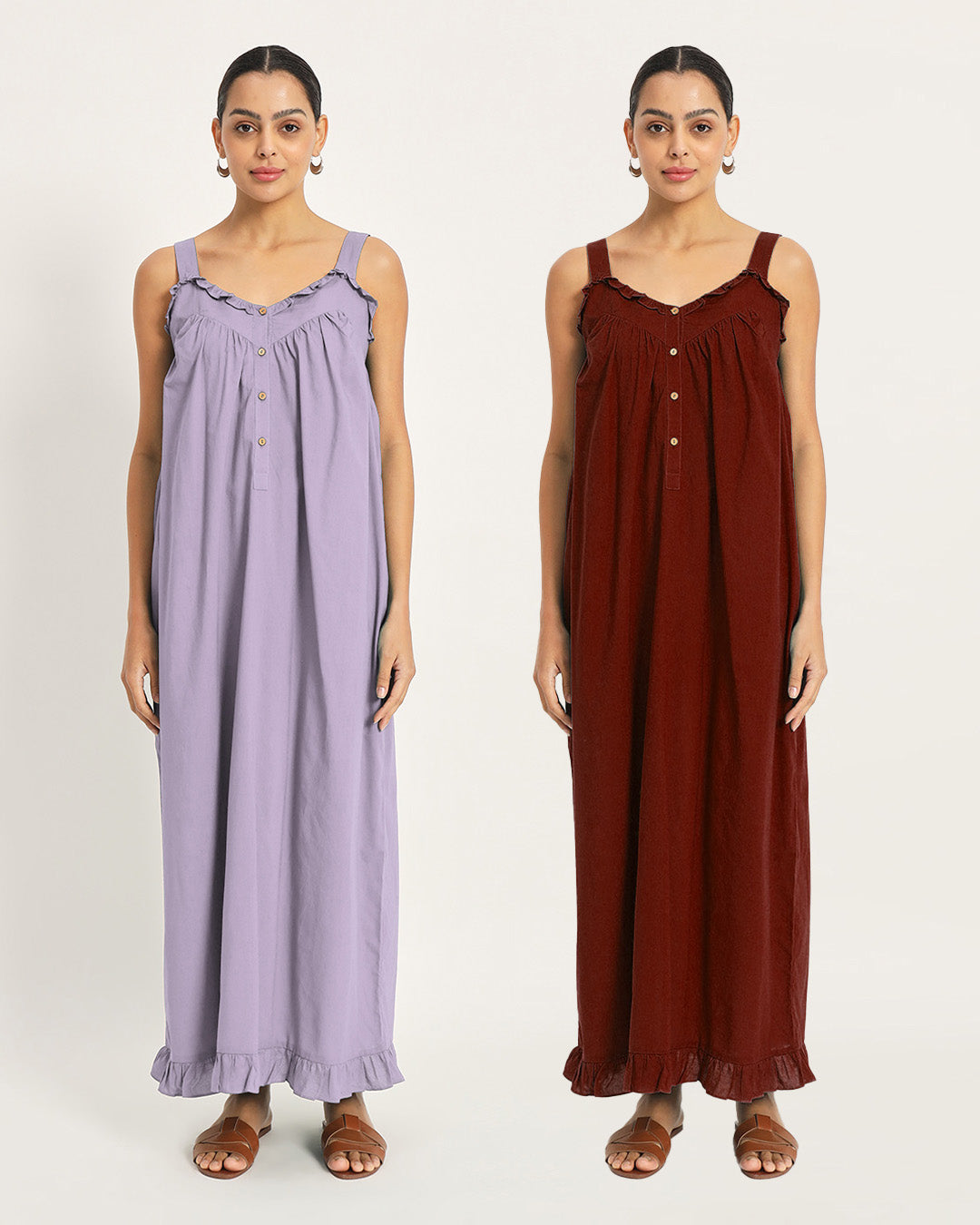 Combo: Lilac & Russet Red Twilight to Noon Nightdress