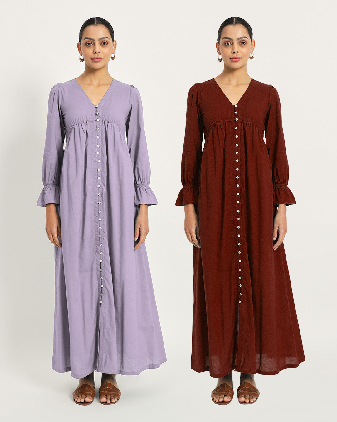 Combo: Lilac & Russet Red Day-Night Ease Nightdress