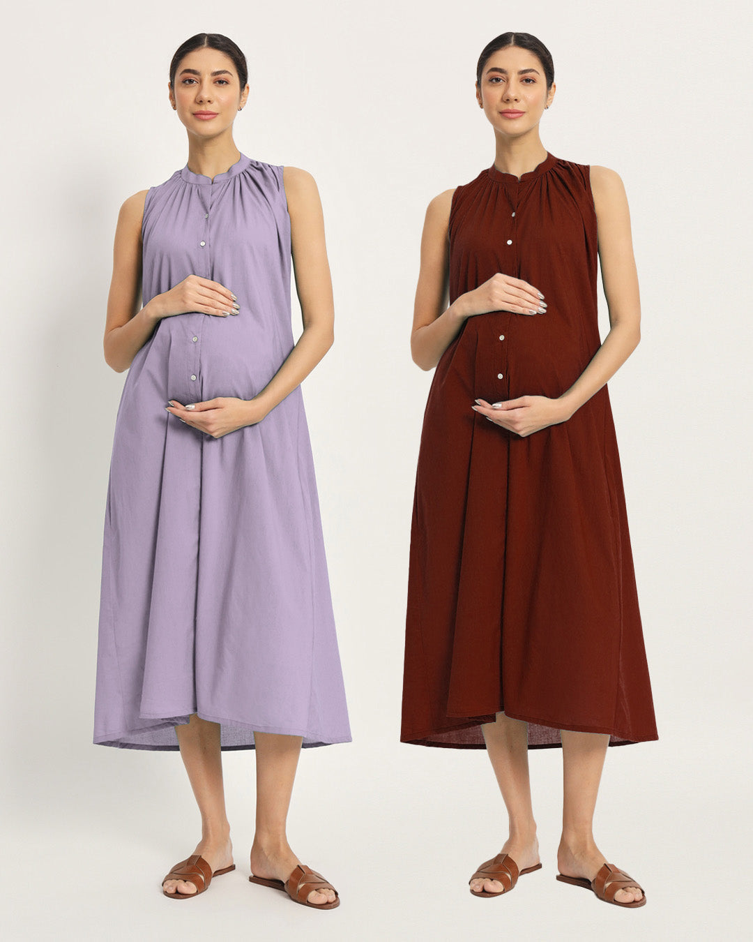 Combo: Lilac & Russet Red Mommy Must-Haves Maternity & Nursing Dress