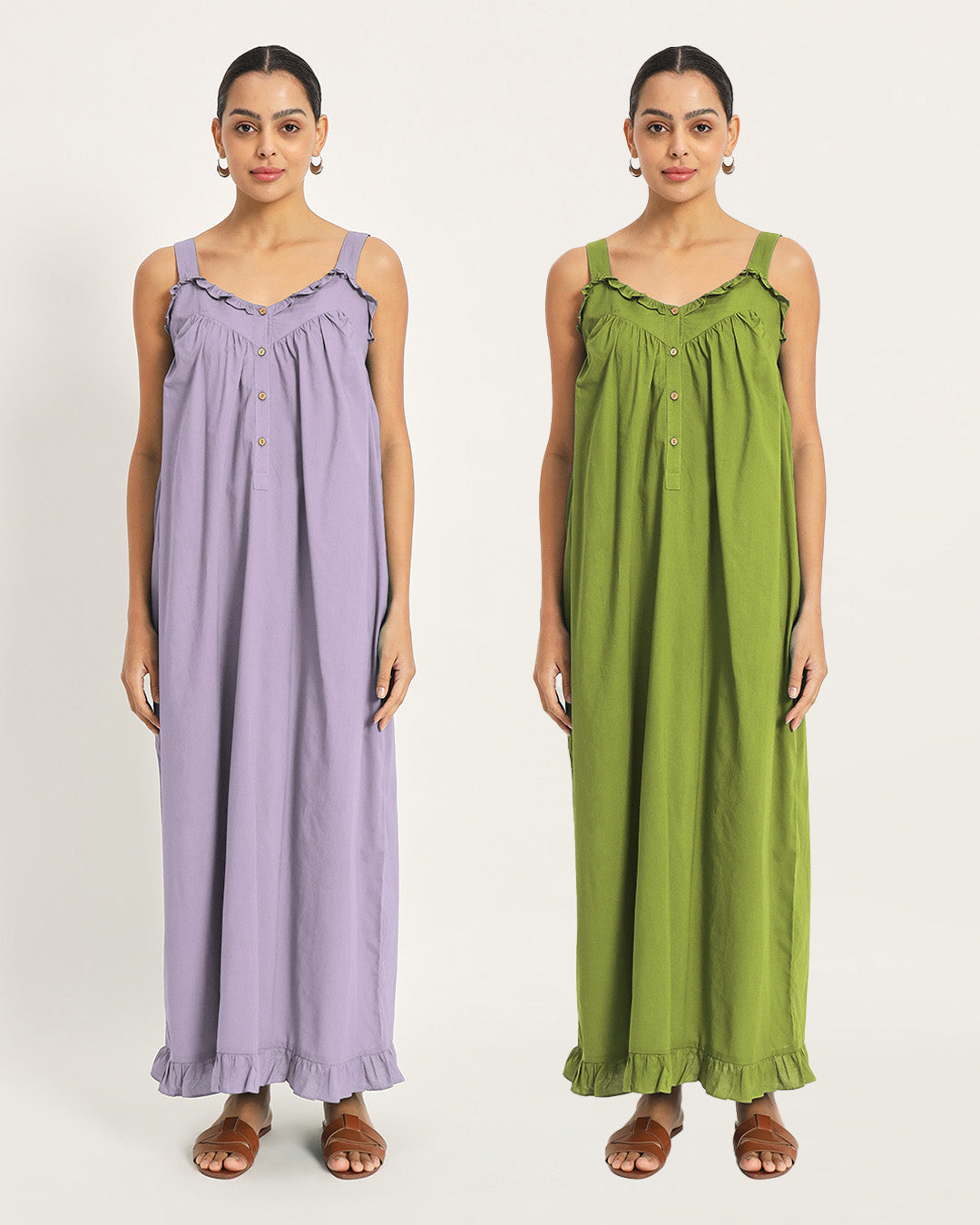 Combo: Lilac & Sage Green Twilight to Noon Nightdress