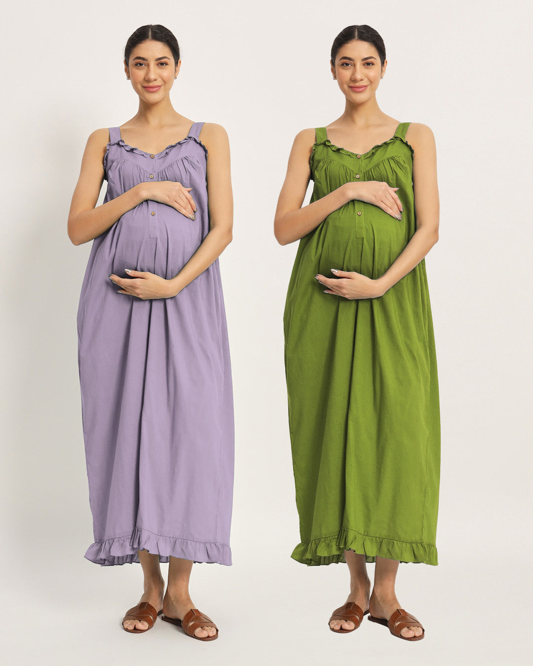 Combo: Lilac & Sage Green Preggo Pretty Maternity & Nursing Dress