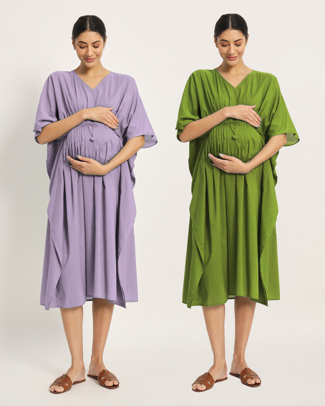 Combo: Lilac & Sage Green Mommy Mode Maternity & Nursing Dress