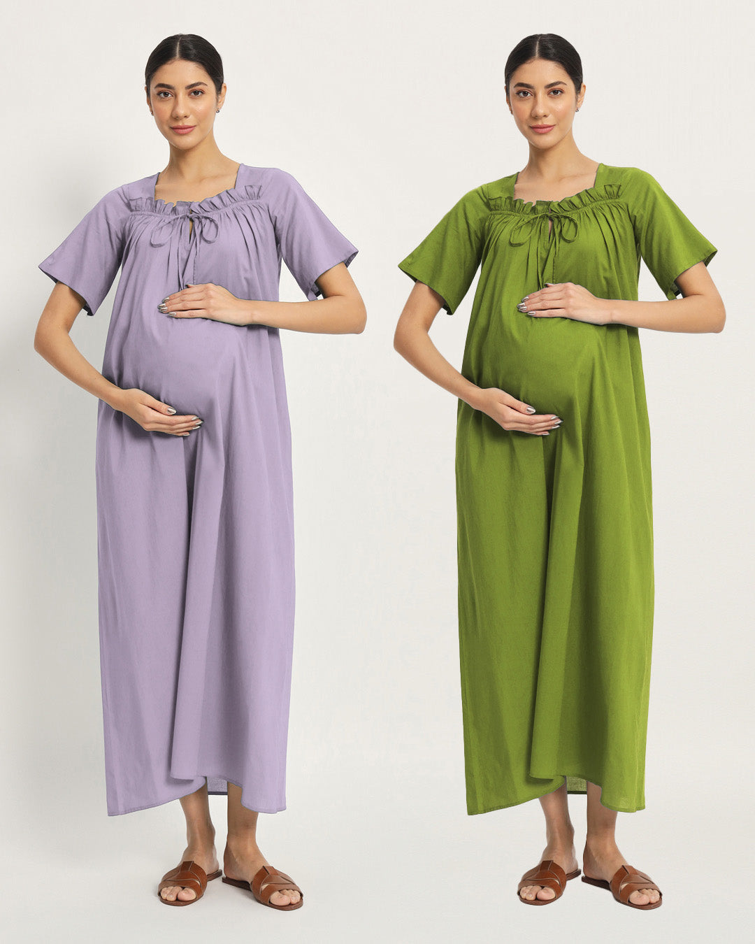 Combo: Lilac & Sage Green Nurture N' Shine Maternity & Nursing Dress