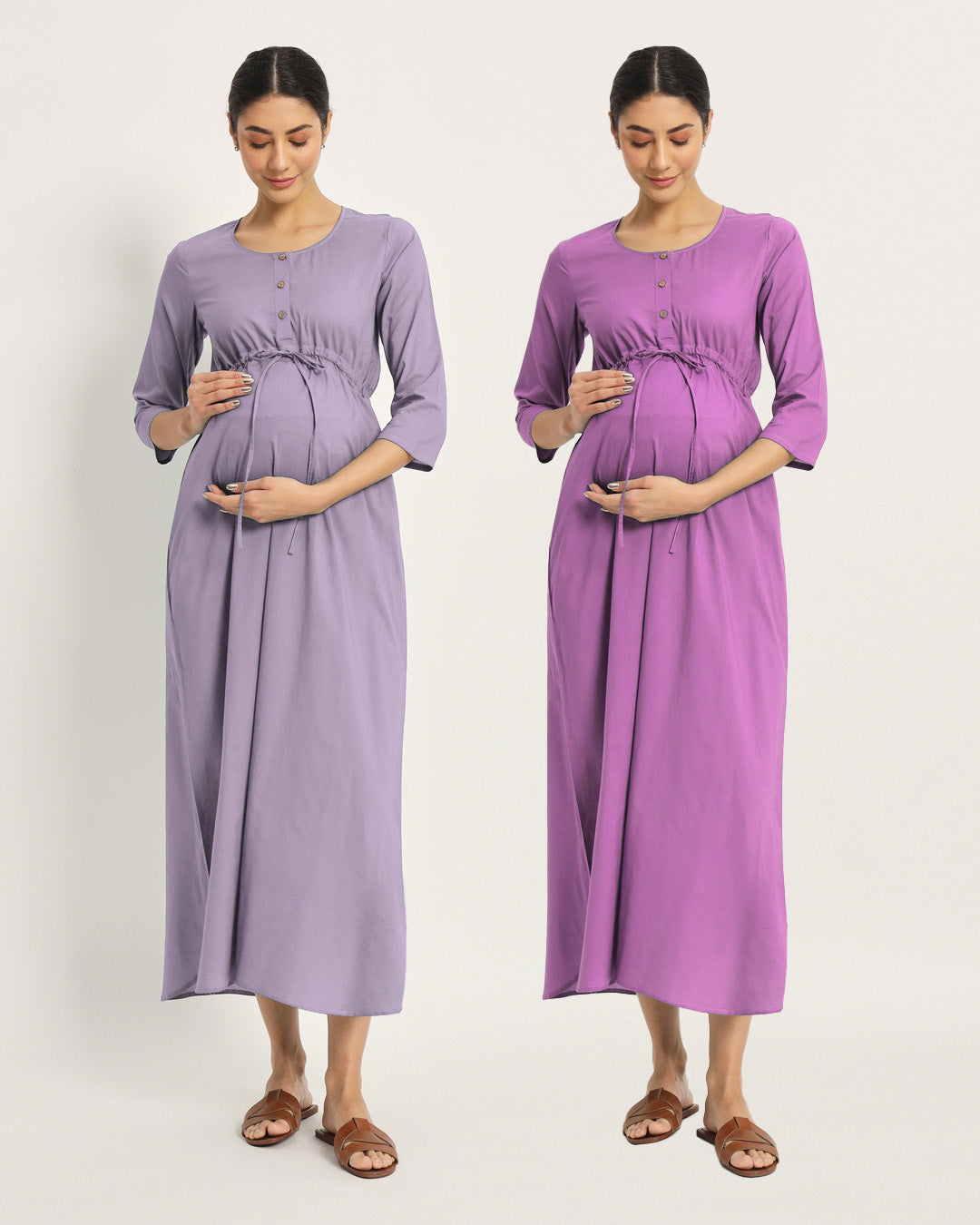 Combo: Lilac & Wisteria Purple Oh Mama! Maternity & Nursing Dress