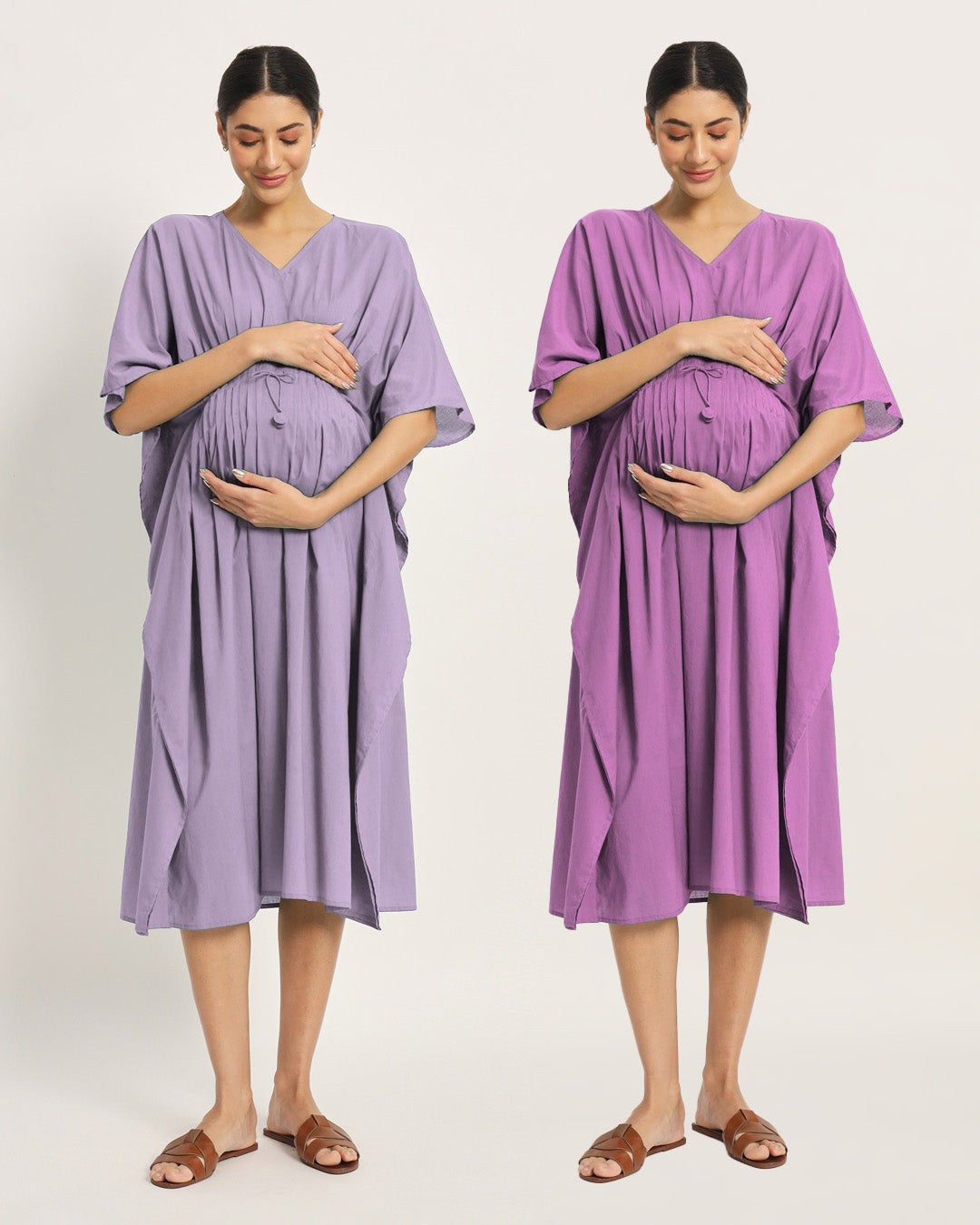 Combo: Lilac & Wisteria Purple Mommy Mode Maternity & Nursing Dress