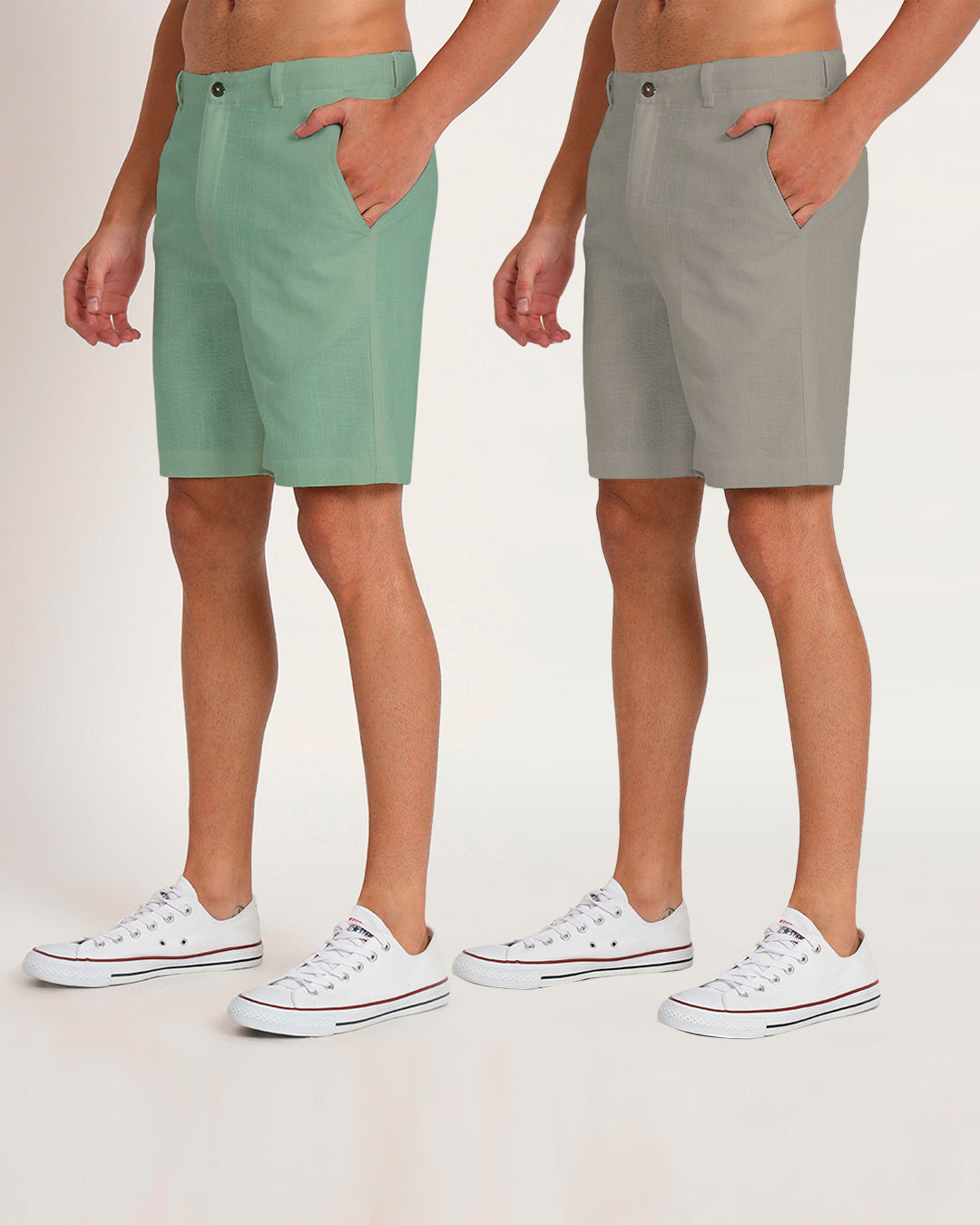 Combo : Ready For Anything Grey & Spring Green Men's Shorts