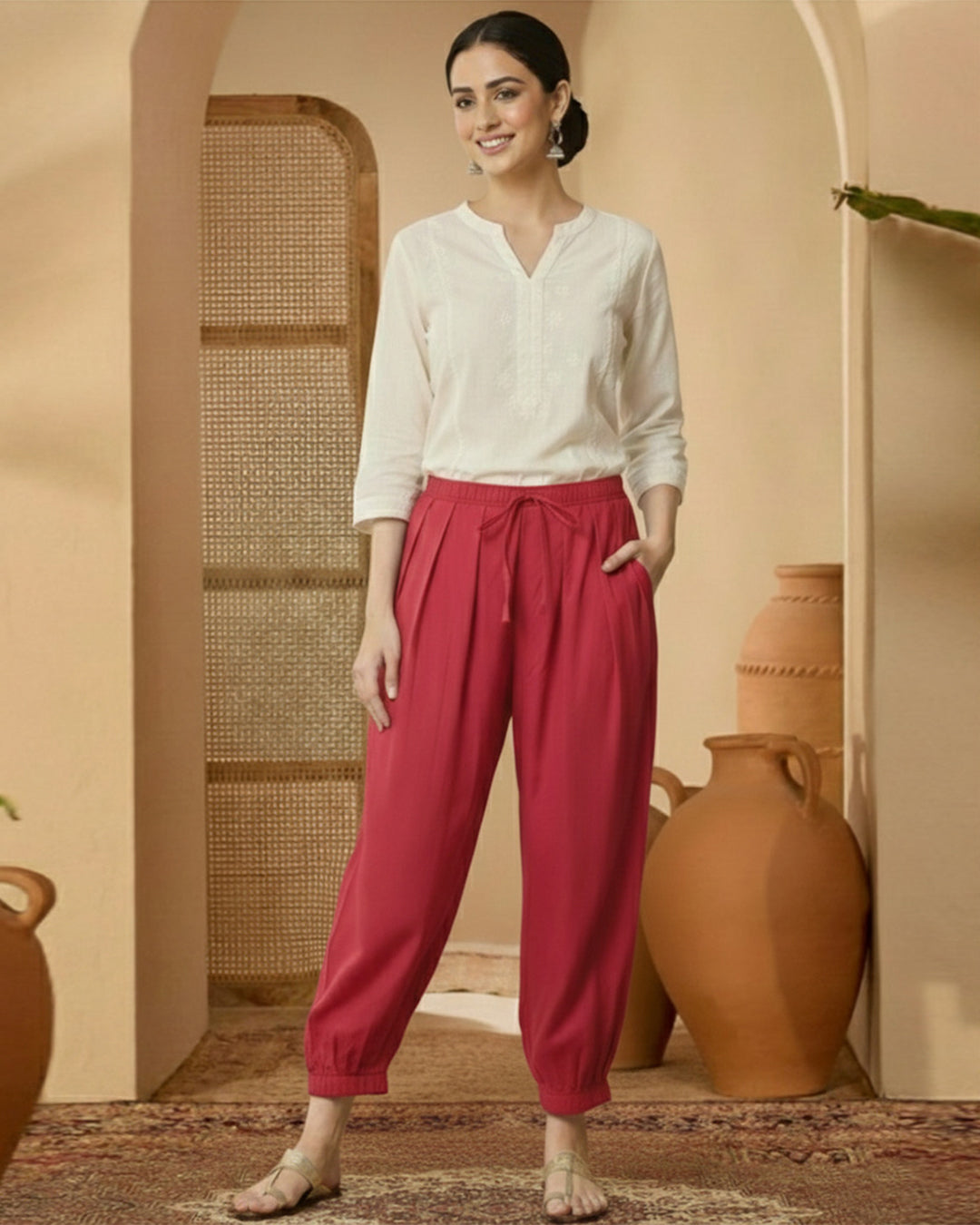 Queen's Gulabi Pleated Salwar