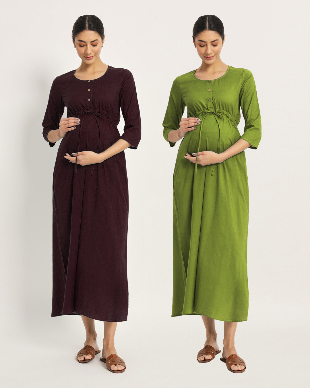 Combo: Plum Passion & Sage Green Oh Mama! Maternity & Nursing Dress