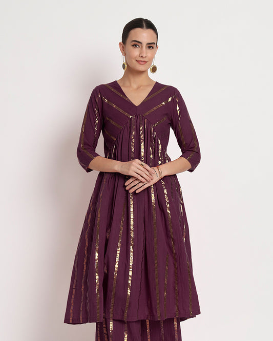 Plum Passion Glisten Gala Gathered Kurta (Without Bottoms)