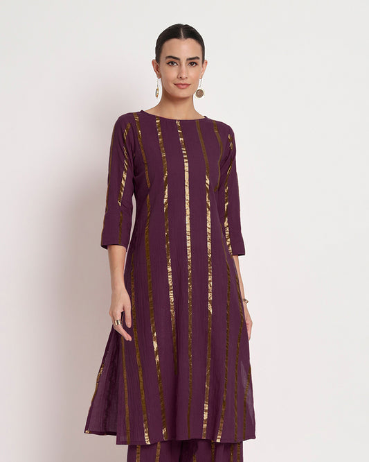 Plum Passion Glisten Gala Round Neck Kurta (without bottoms)