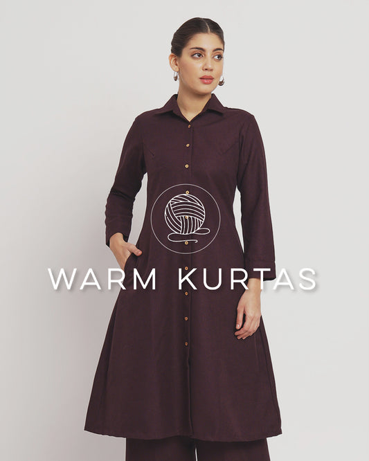 Plum Passion Artfull A-Line Woolen Kurta (Without Bottoms)