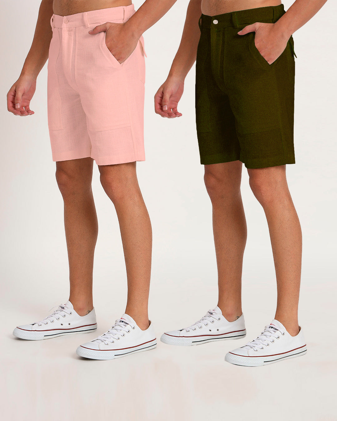Combo : Patch Pocket Playtime Spring Green & Fondant Pink Men's Shorts