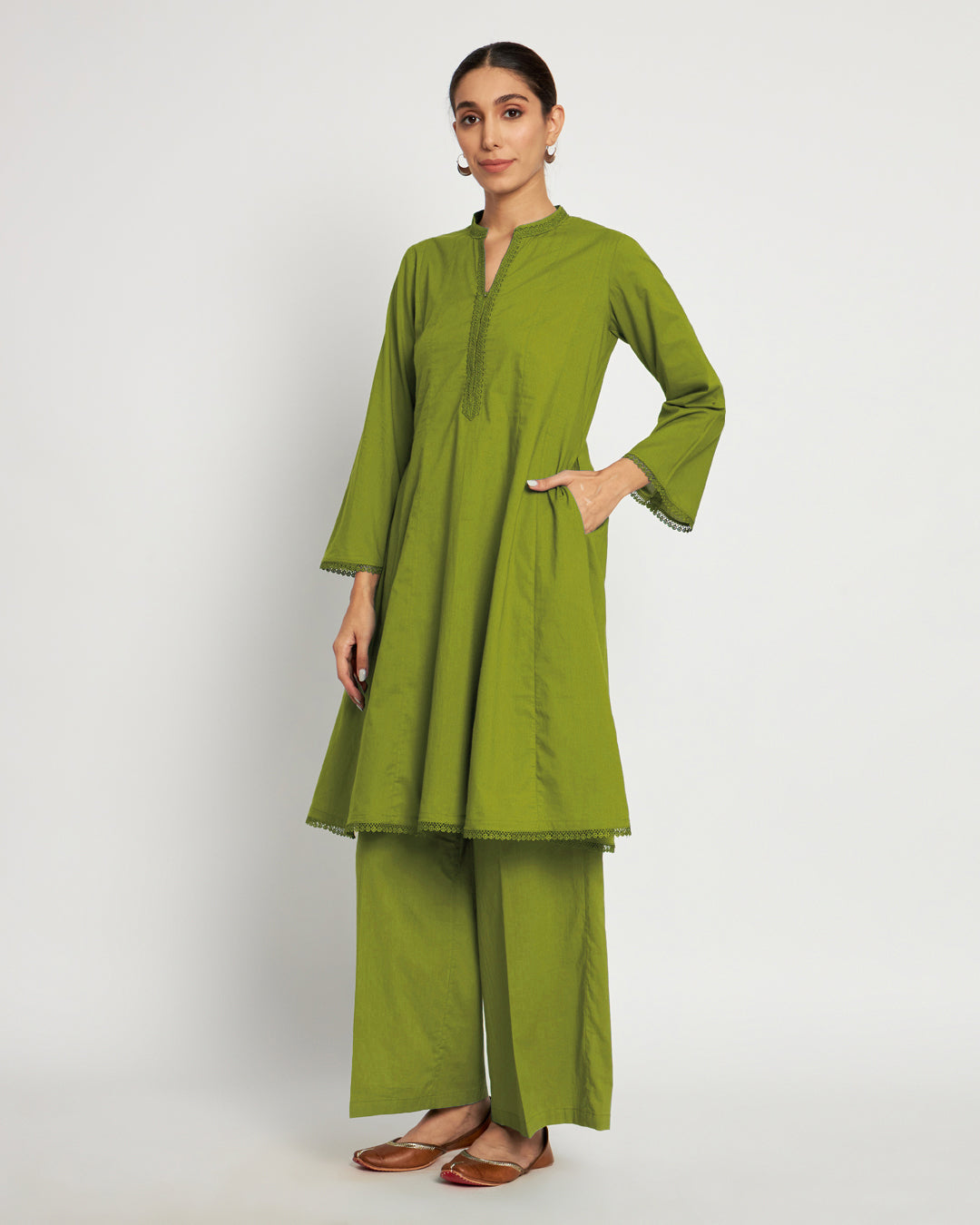 Sage Green Flared Solid Co-ord Set