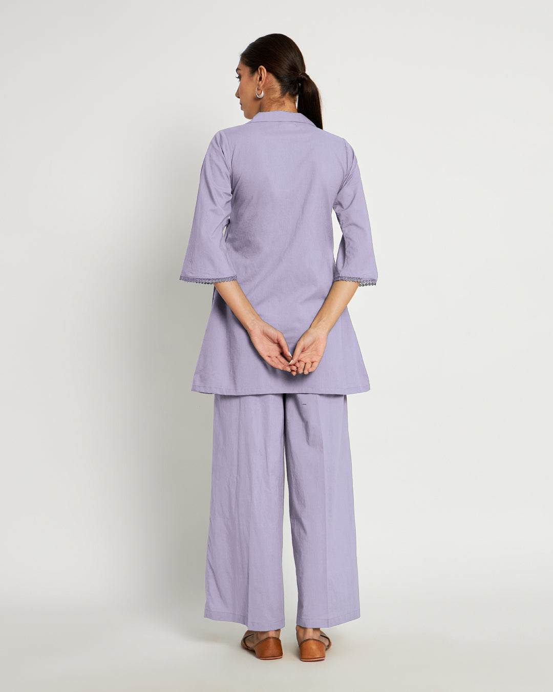 Lilac Collar Neck Angrakha Solid Top (Without Bottoms)