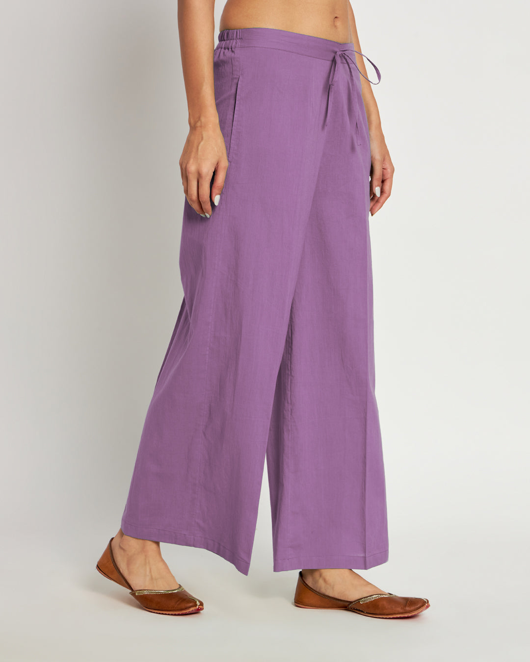 Janaiya Wide Legged Pants - Lilac Grey - Poplook.com