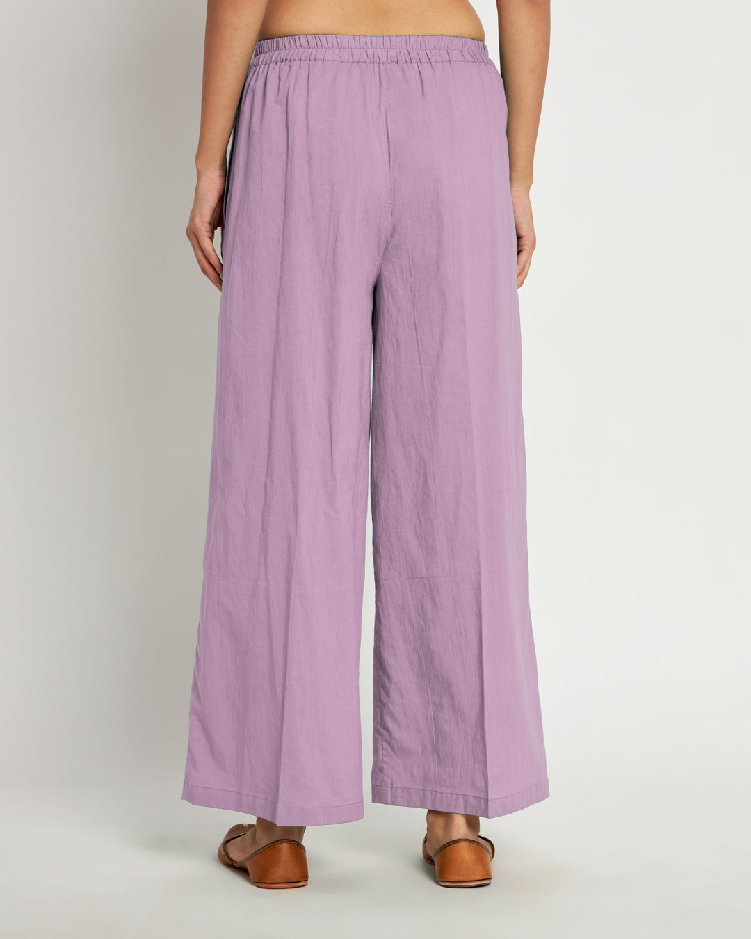 Combo: Beige & Iris Pink Wide Pants- Set Of 2