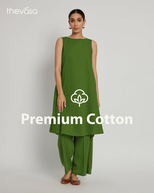 Greening Spring Sleeveless A-Line Solid Co-ord Set