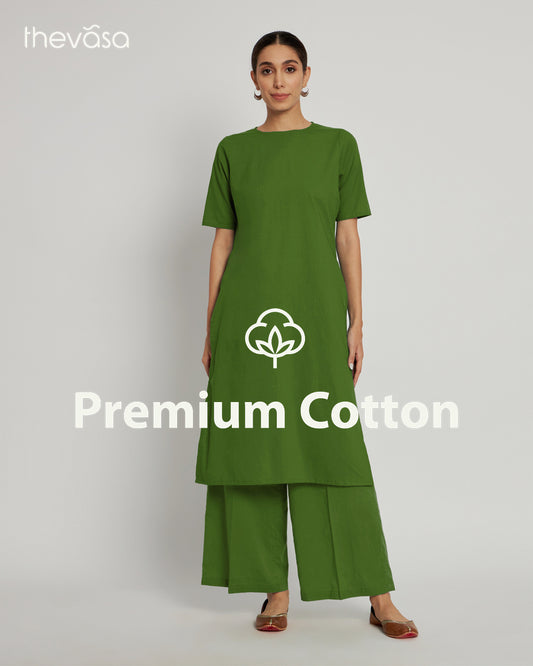 Greening Spring Round Neck Long Solid Co-ord Set