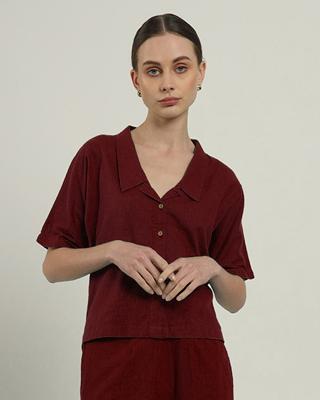 Rouge Feeling Easy Collar Neck Top (Without Bottoms)