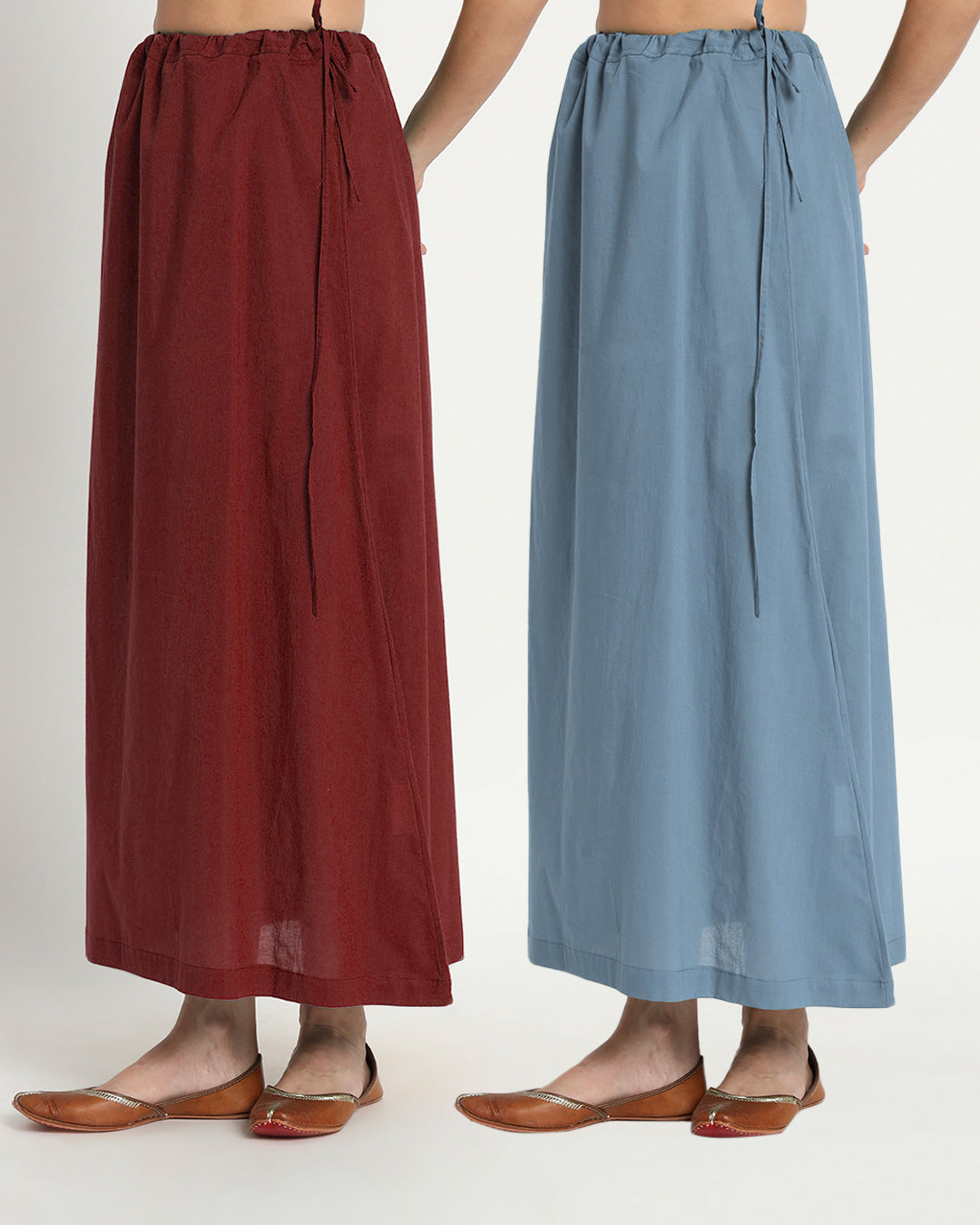 Combo: Russet Red & Blue Dawn Peekaboo Petticoat- Set of 2