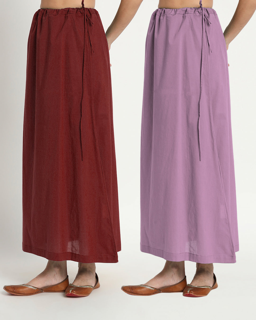 Combo: Russet Red & Iris Pink Peekaboo Petticoat- Set of 2