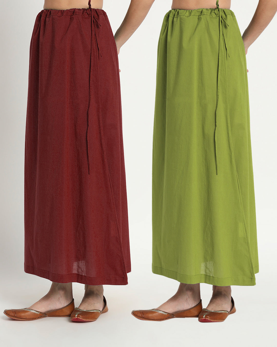 Combo: Russet Red & Sage Green Peekaboo Petticoat- Set of 2