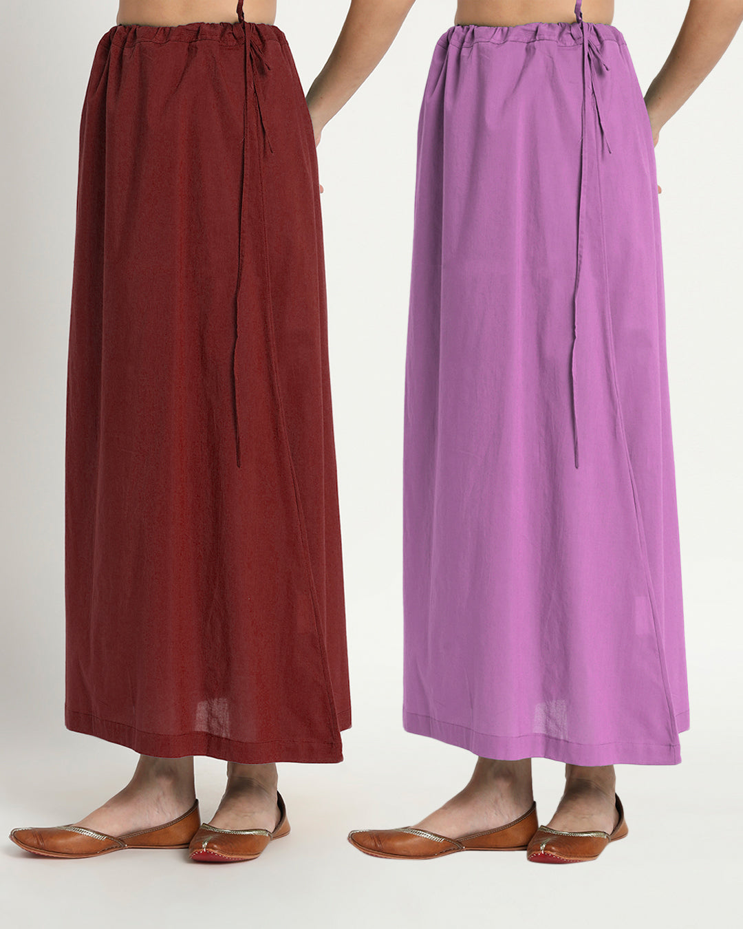Combo: Russet Red & Wisteria Purple Peekaboo Petticoat- Set of 2