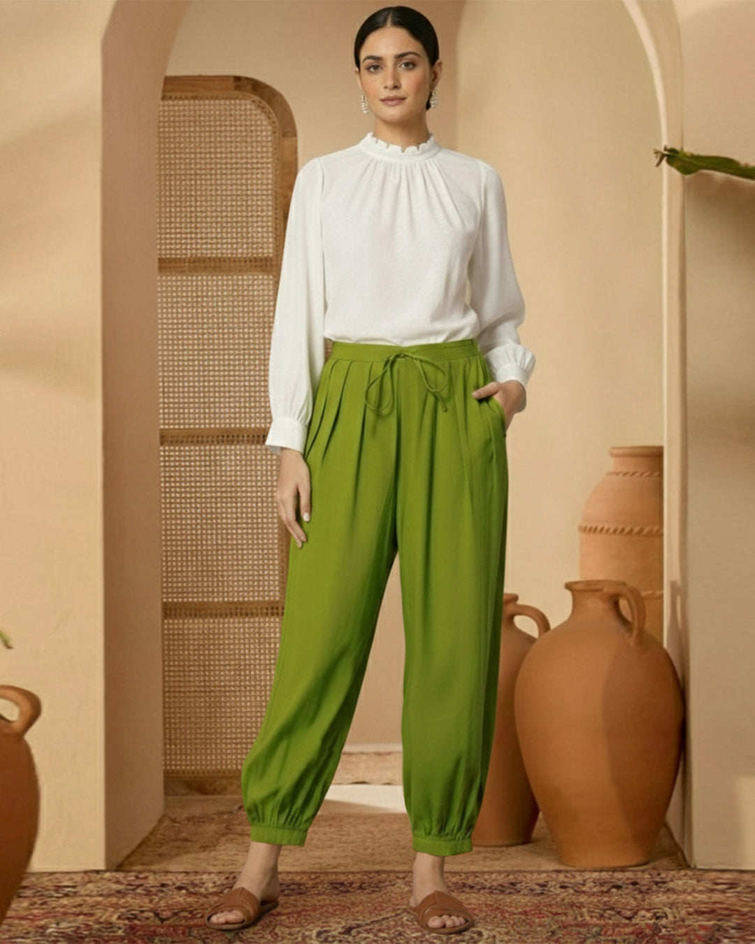 Sage Green Pleated Salwar