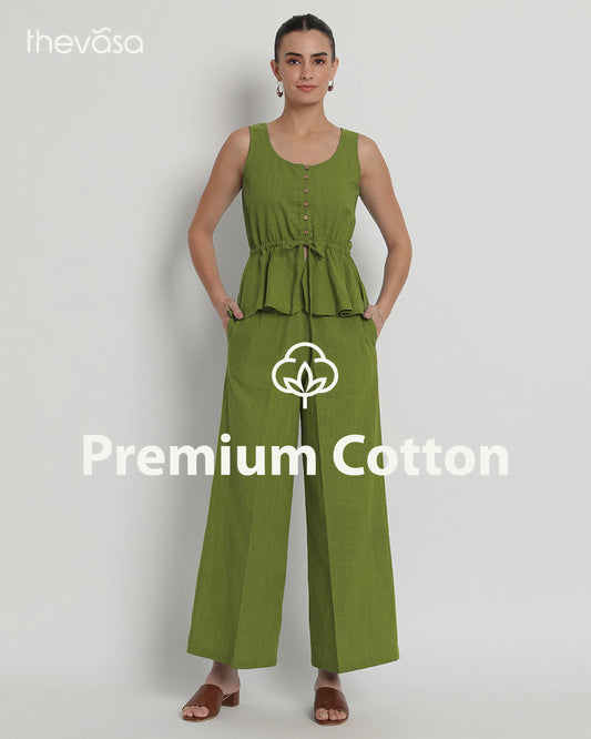 Sage Green Peplum Paradise Solid Co-ord Set