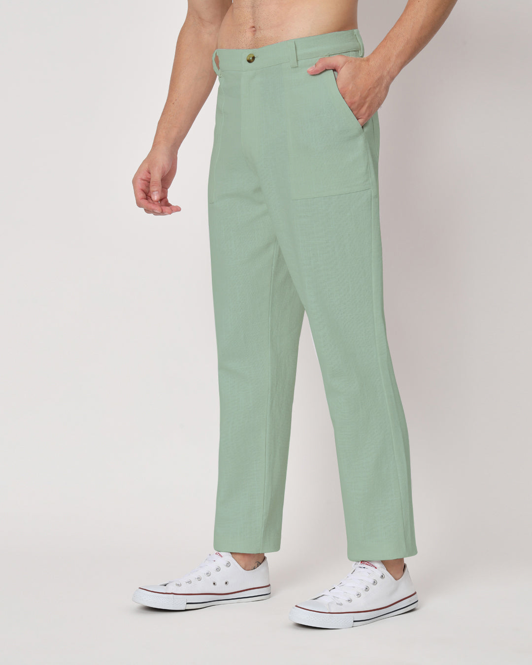 Combo : Comfy Ease Beige & Spring Green Men's Pants - Set of 2