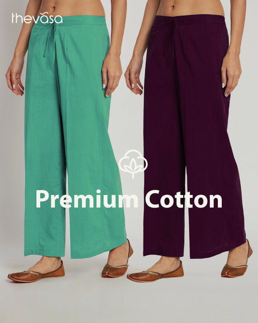 Combo: Valley Vista & Plum Passion Wide Pants- Set Of 2