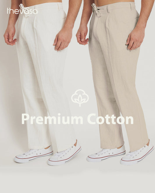 Combo: Casual Ease Beige & White Men's Pants - Set of 2