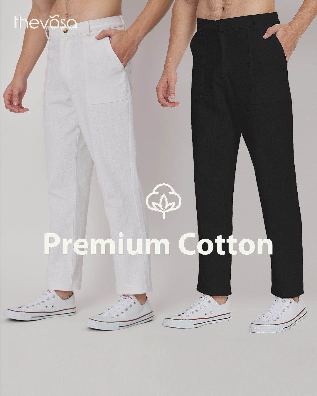 Combo : Comfy Ease Black & White Men's Pants - Set of 2